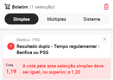 Boletim de Apostas Com Odds Mínimas na Betclic