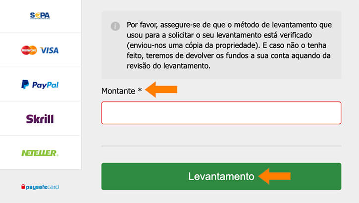 Levantamento com Paysafecard em Casinos Online