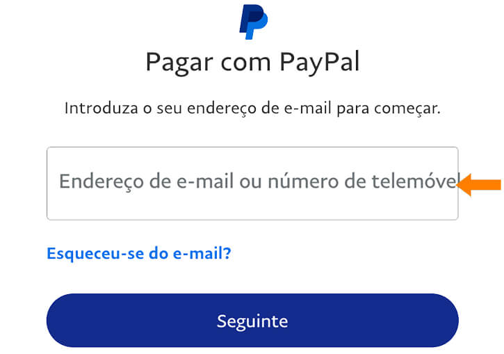 Iniciar Sessão no PayPal