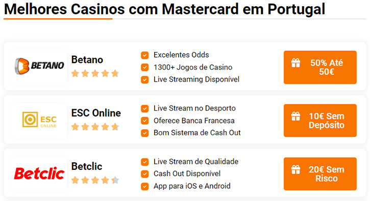 Casinos com Mastercard