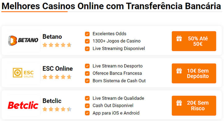 Casinos que Aceitam Transferência Bancária