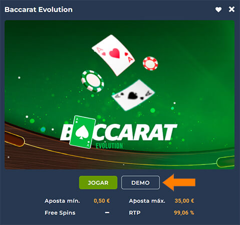 Baccarat Online Grátis no Casino Portugal