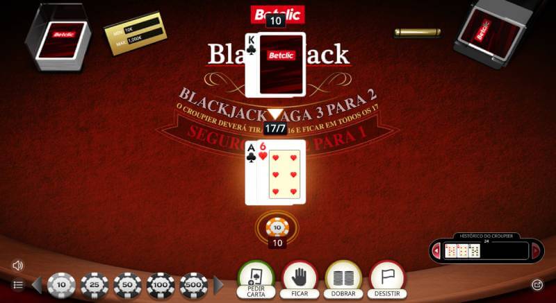 Mesa de Blackjack Exclusiva da Betclic Casino