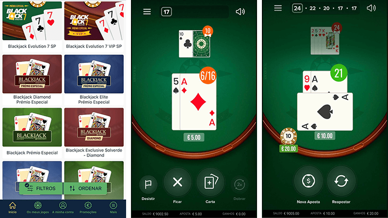 Blackjack Online na App do Casino Solverde