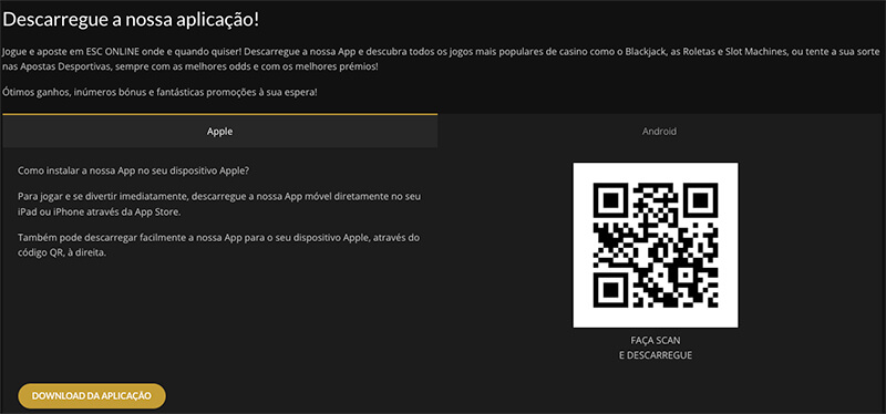 Download da ESC Online App para iOS