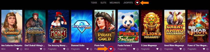 Guardar os Jogos Como Favoritos no Casino da Golden Park