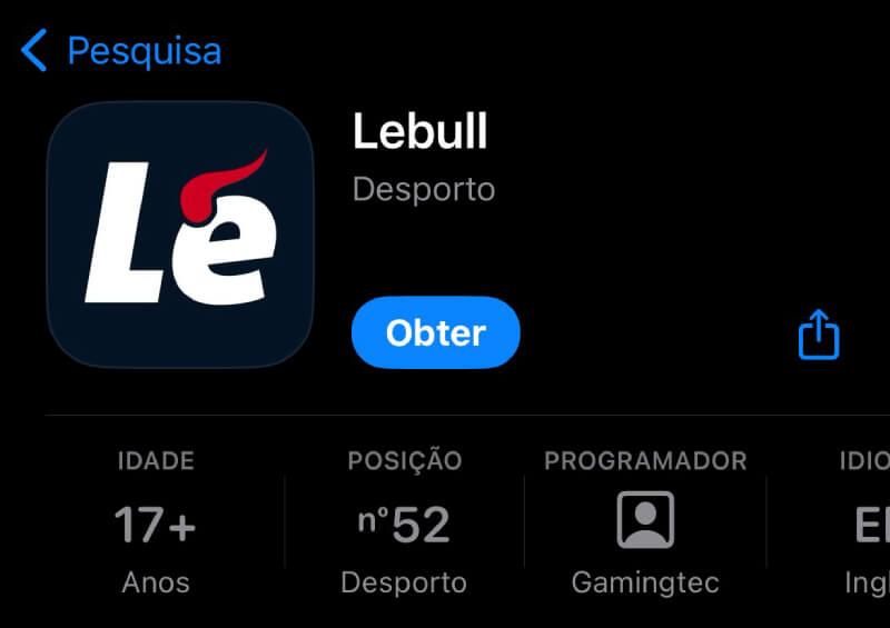 Download da app LeBull no IOS