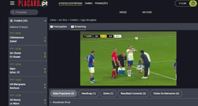 Ver futebol em Direto na Placard Online